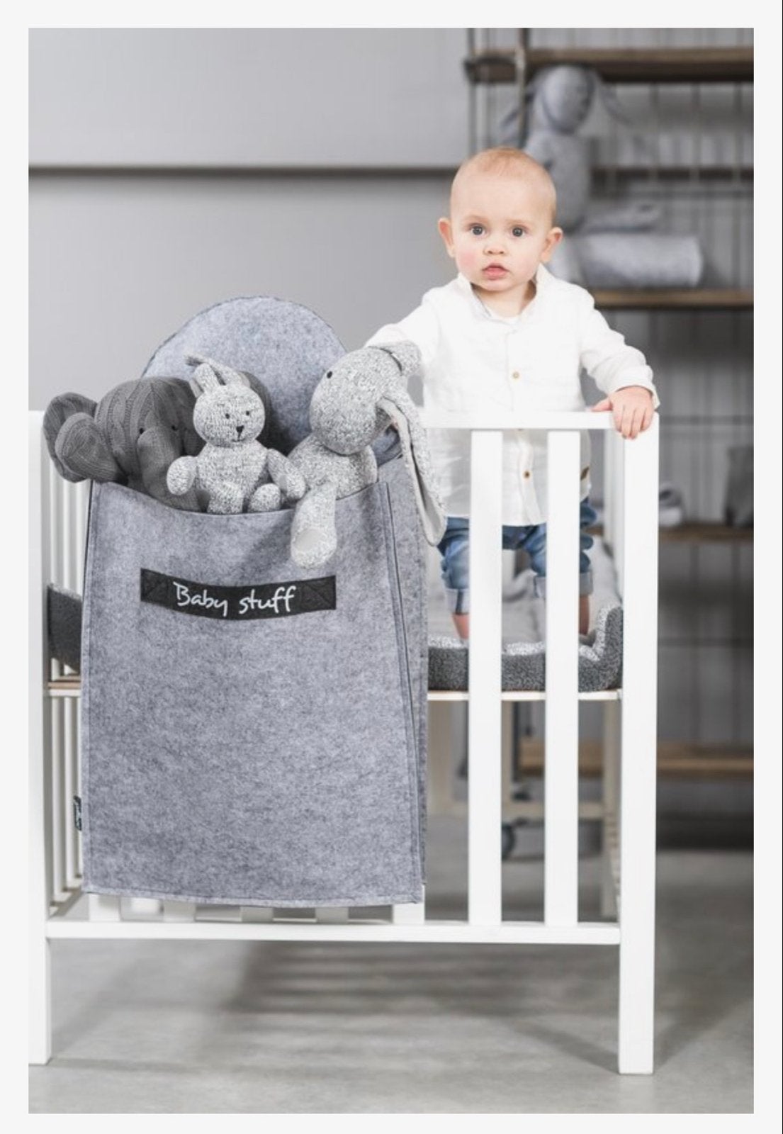 Jollein Baby Stuff Opbergzak voor box - Grijs Vilt, Ophalen of Verzenden, Zo goed als nieuw