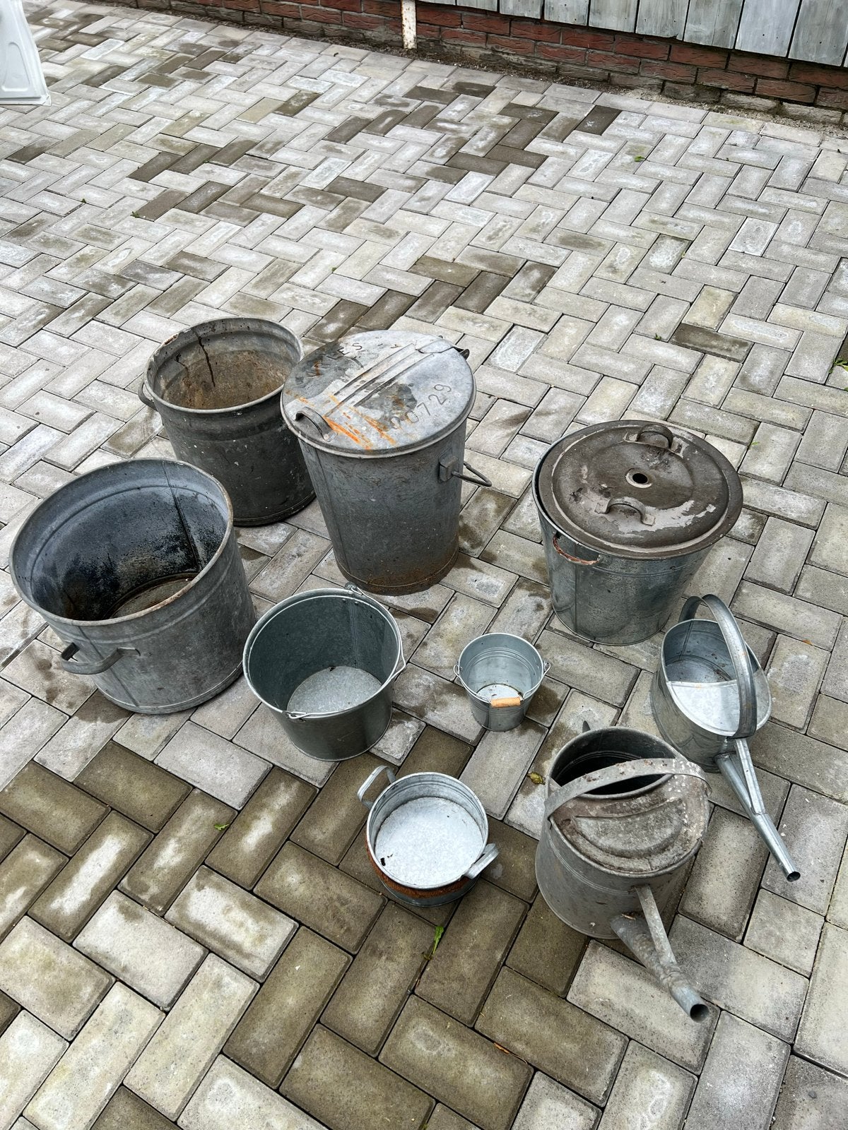 Diverse vintage zinken emmers en gieters, Ophalen of Verzenden