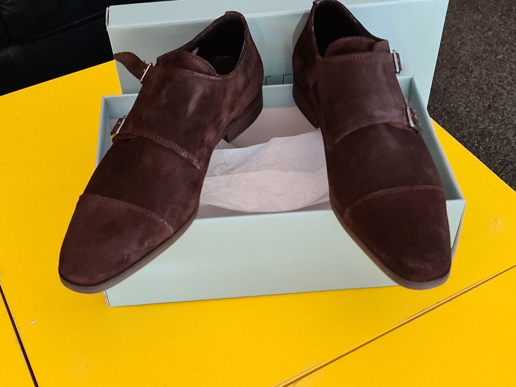 Nieuw Manfield Suede met 2 gesp en bruine kleur maat 42, Ophalen, Manfield, Bruin, Nieuw