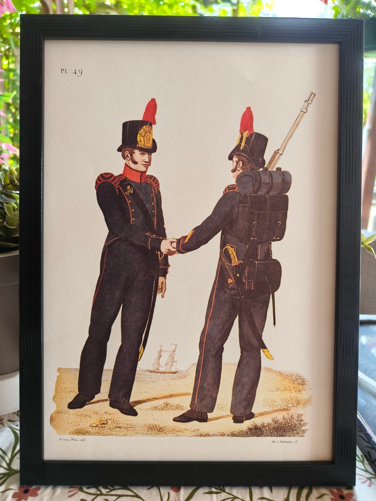 Antieke Prent: Militaire Uniformen (PL 49), Verzamelen, Ophalen of Verzenden