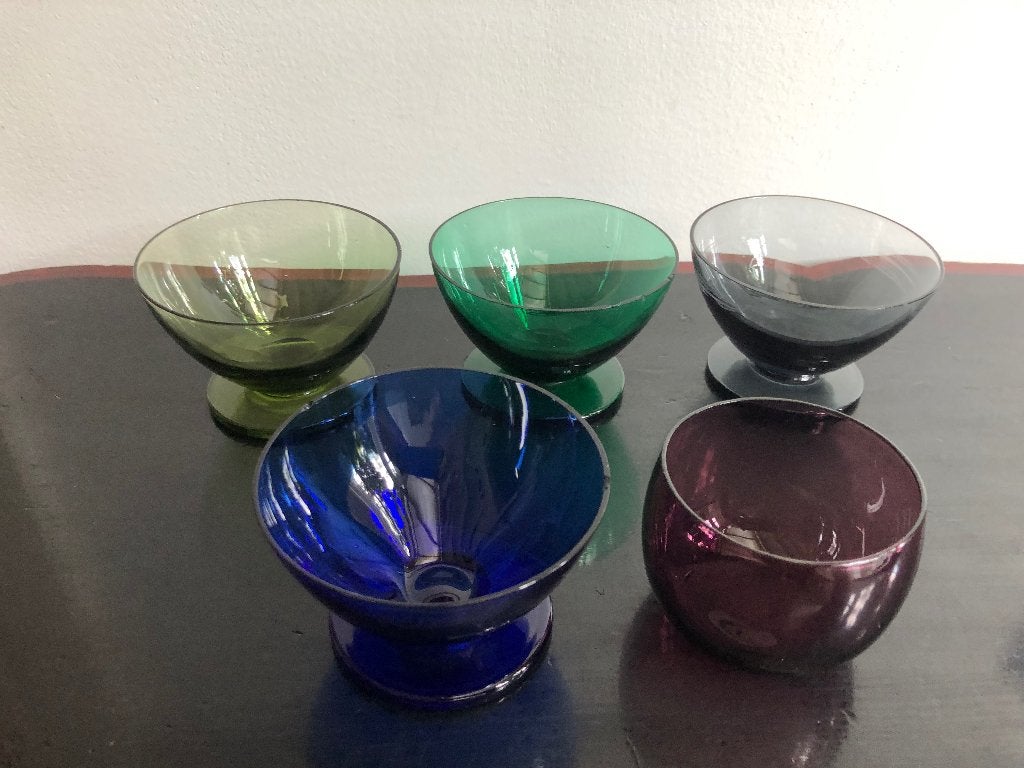 Set van 5 kristallen glazen Max Verboeket ‘Carnaval’, Ophalen of Verzenden, Gebruikt, Kristal, Glas of Glazen