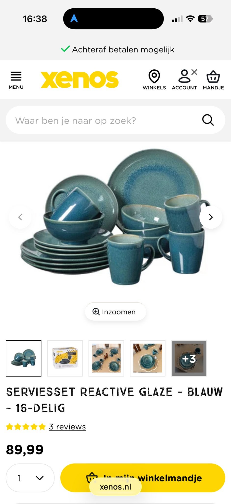 2 x Xenos Servies Reactive Glaze Blauw - 16-delig, Steen, Overige merken, Nieuw, Ophalen of Verzenden