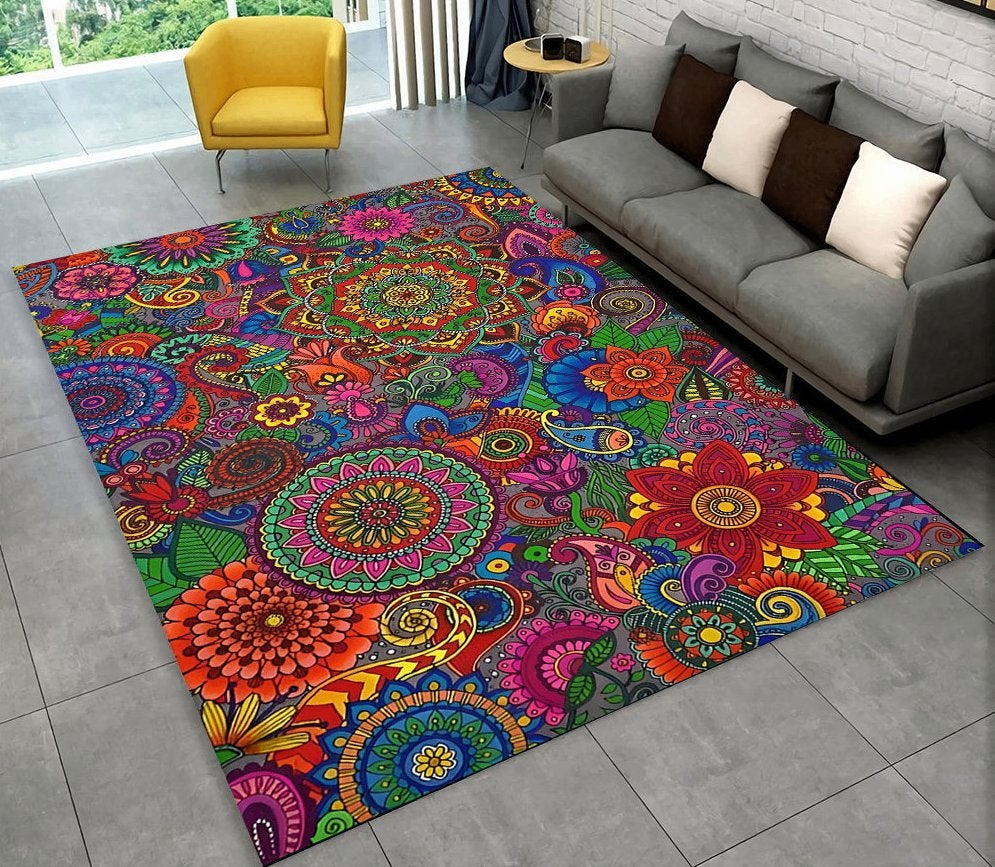 Bohemian Rechthoekig Vloerkleed 6 Tapijt Mat Bloemen Hippie, Verzenden, 50 tot 100 cm, Rechthoekig, Nieuw