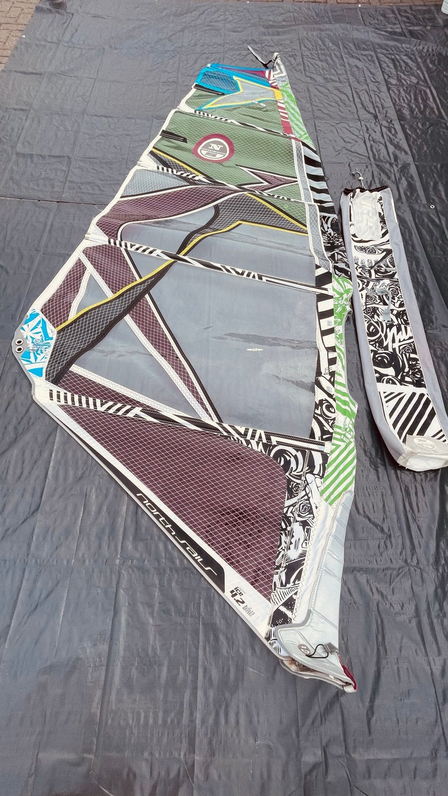 North Sails Ice 4.2m² windsurfzeil met Variotop, Ophalen, 3.5 tot 5 m², North Sails, Zeil
