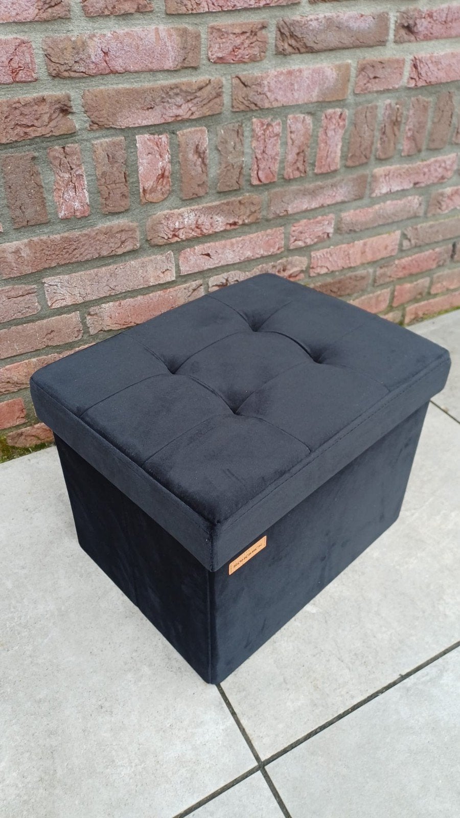 Poef zwart, opbergkist voor boeken of speelgoed, Ophalen of Verzenden, Rond, Minder dan 50 cm, Minder dan 50 cm