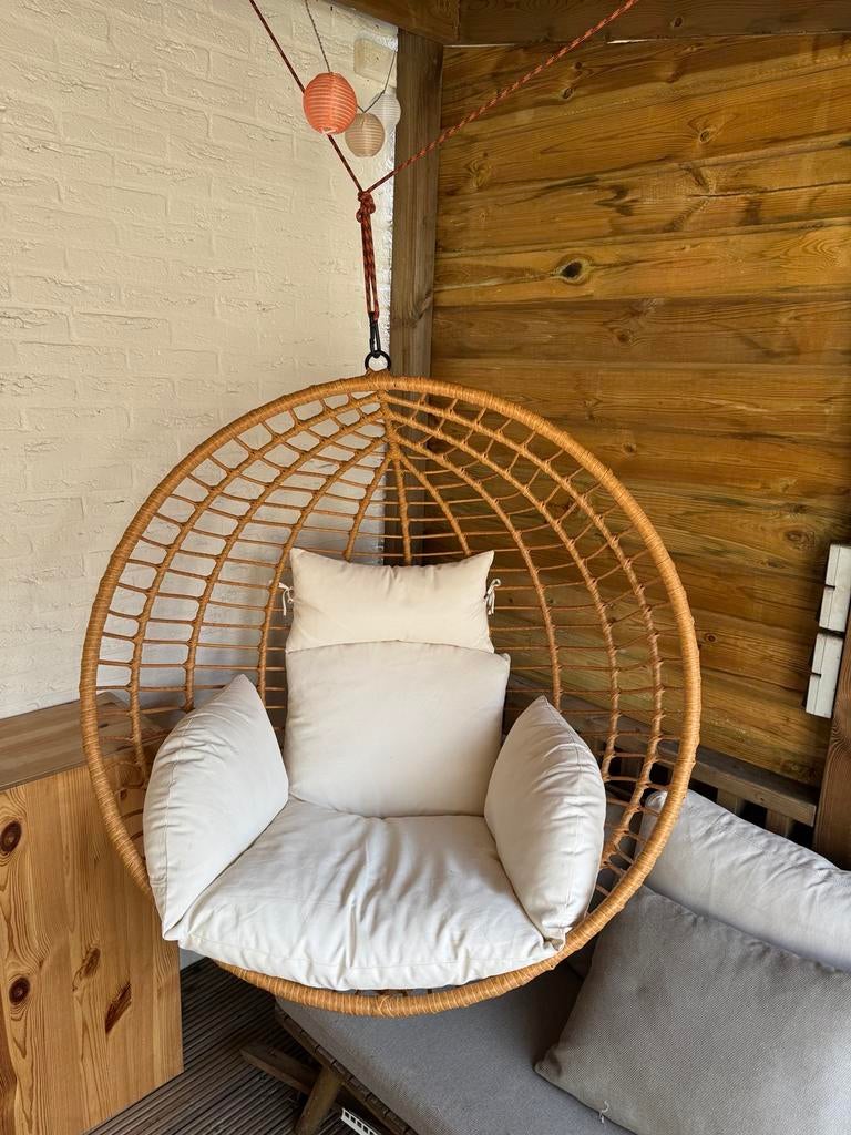 Hangstoel egg chair voor buiten/binnen, Ophalen, Zo goed als nieuw, Rotan