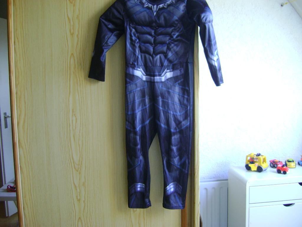 zwart batmanpak met gewatteerd lijfje maat 116, Ophalen of Verzenden, Gebruikt, 110 t/m 116, Jongen