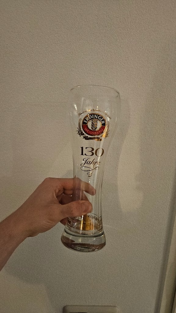 Bierglas Erdinger Weissbrau 130 Jahre, Ophalen, Zo goed als nieuw, Bierglas