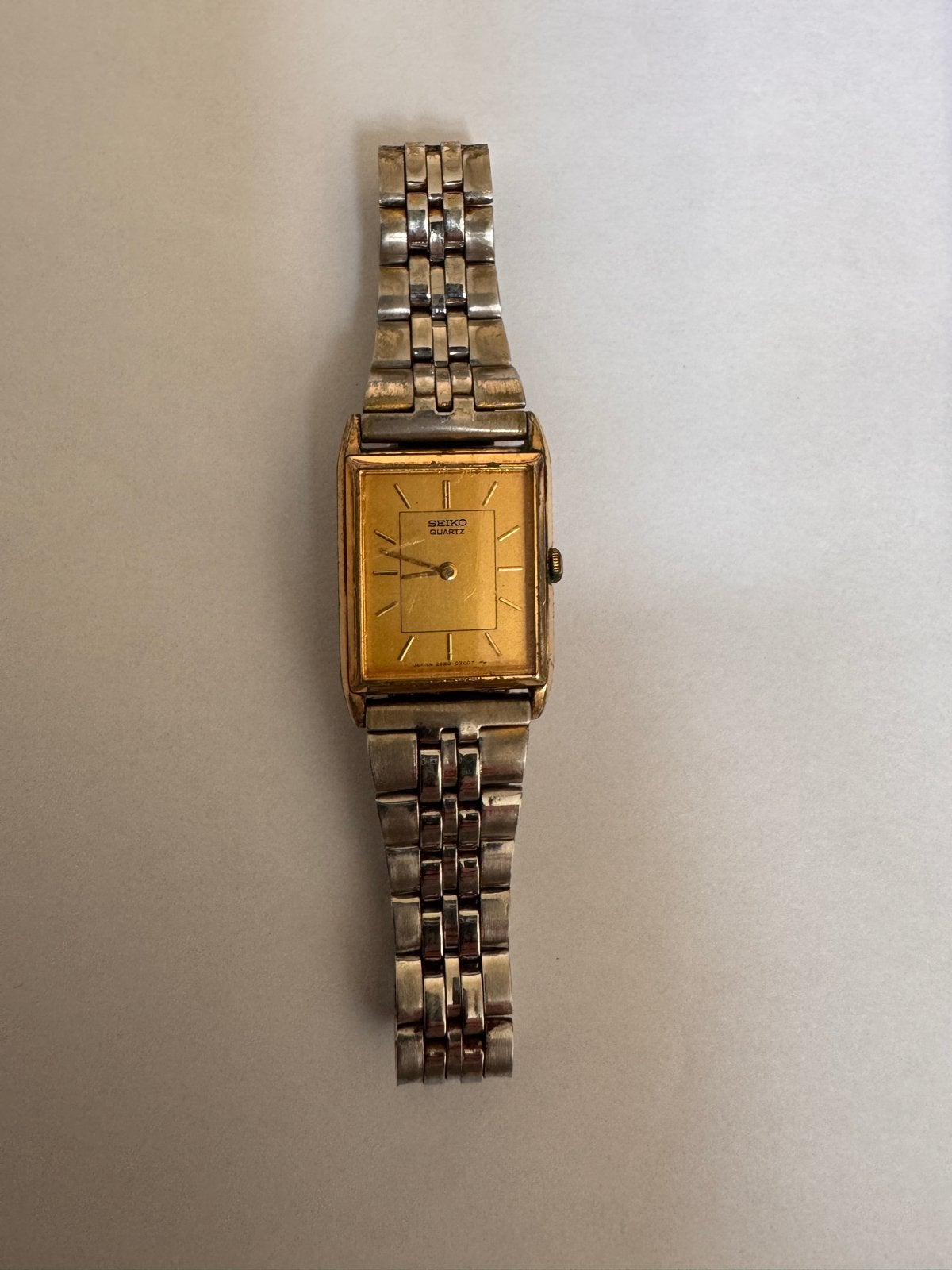 Vintage Seiko Quartz Horloge - Goudkleurig met Stalen Band, Gebruikt, Polshorloge, Ophalen of Verzenden, Overige materialen