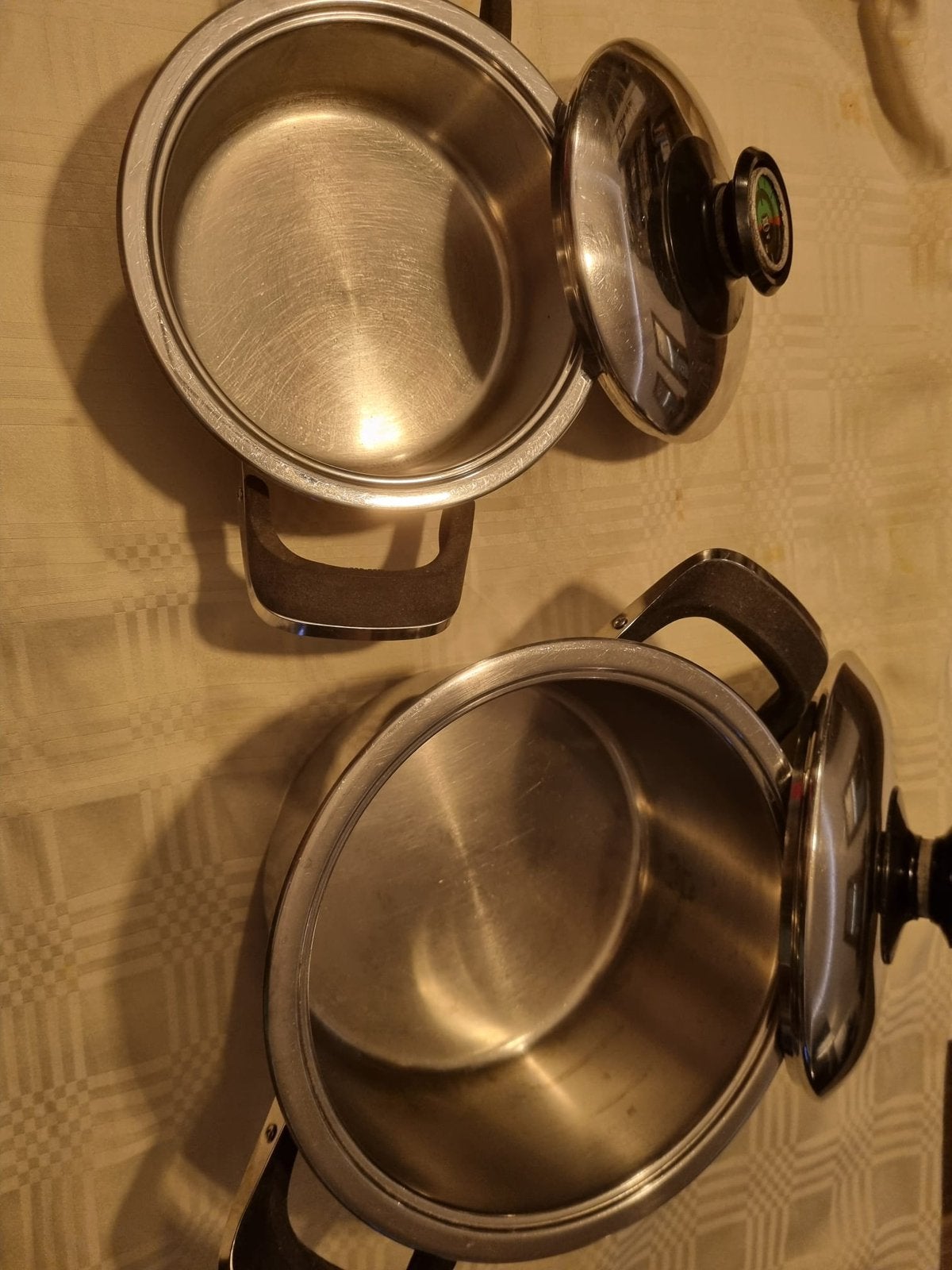 2x originele AMC pannen met deksel – 15 & 19 cm – RVS, Ophalen of Verzenden, Zo goed als nieuw, Rvs, Pannenset