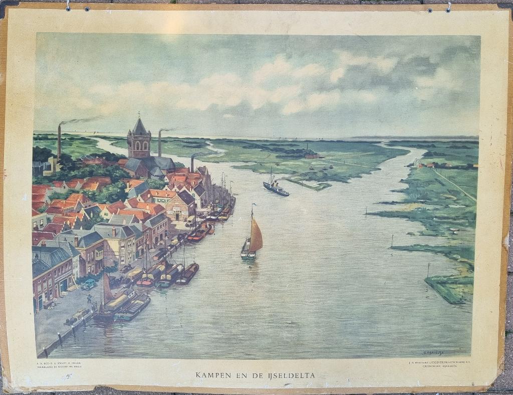 schoolplaat kampen ijsseldelta, Antiek en Kunst, Antiek | Schoolplaten, Ophalen, Geschiedenis