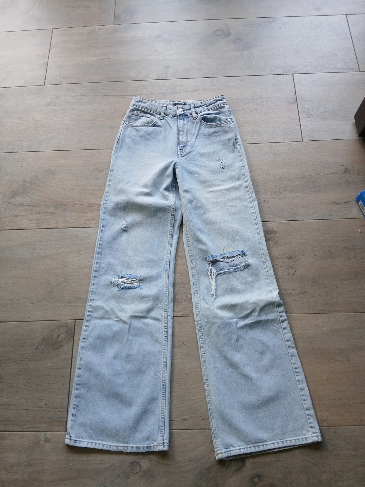 Colourful Rebel wide leg jeans met scheuren, Blauw, Colourful Rebel, Ophalen of Verzenden, Zo goed als nieuw