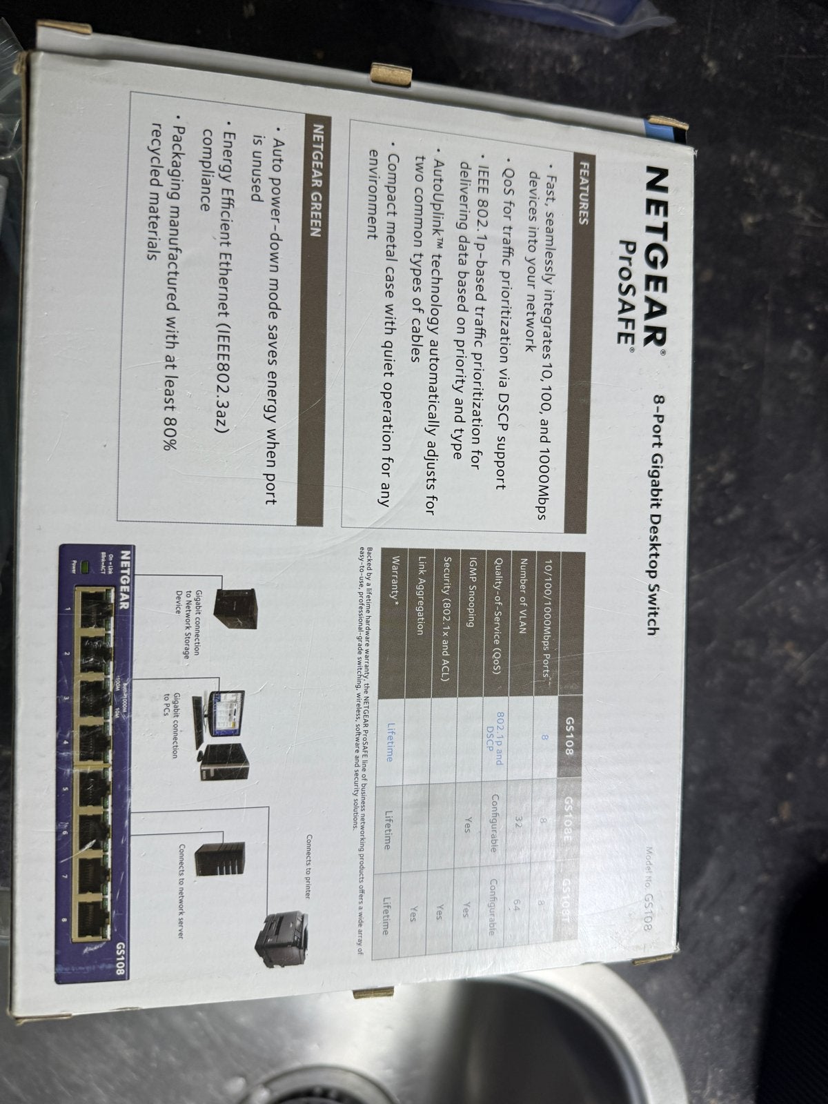 Nieuwe Netgear 8-poorts Gigabit Desktop Switch (GS108), Ophalen of Verzenden, Nieuw