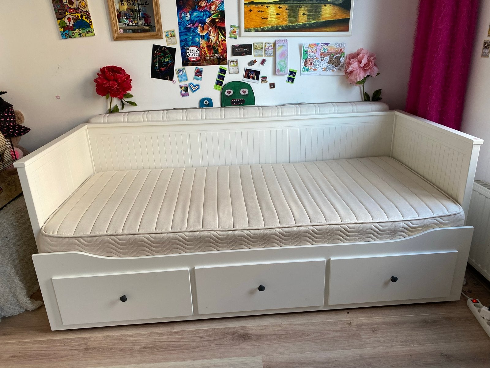 IKEA Hemnes Bedbank 80x200 cm met lades, Ophalen, Verstelbaar, Eenpersoons, Wit