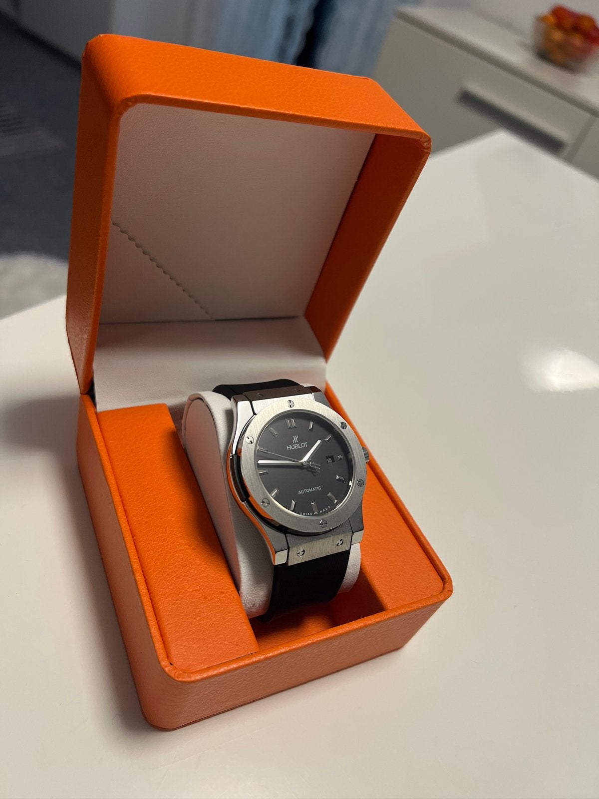 Hublot Classic Fusion Zwart/ Zilver, Sieraden, Tassen en Uiterlijk, Horloges | Heren, Overige merken, Staal, Polshorloge, Nieuw