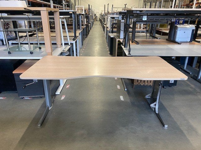 Verstelbaar bureau met slinger 180x90xH62-91 cm, 850 stuks, 90 cm, Gebruikt, 180 cm, Ophalen of Verzenden