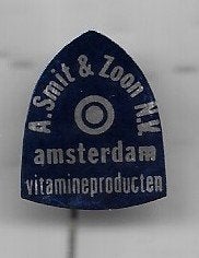 AMSTERDAM A SMIT EN ZOON VITAMINE PRODUKTEN SPELD, Verzamelen, Speldjes, Pins en Buttons, Ophalen of Verzenden, Gebruikt, Stad of Land