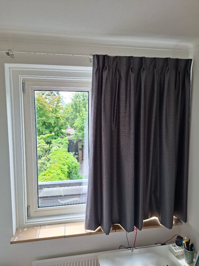 Verduisterende gordijnen, antraciet grijs, Ophalen, Gebruikt, 100 tot 150 cm, 50 tot 100 cm