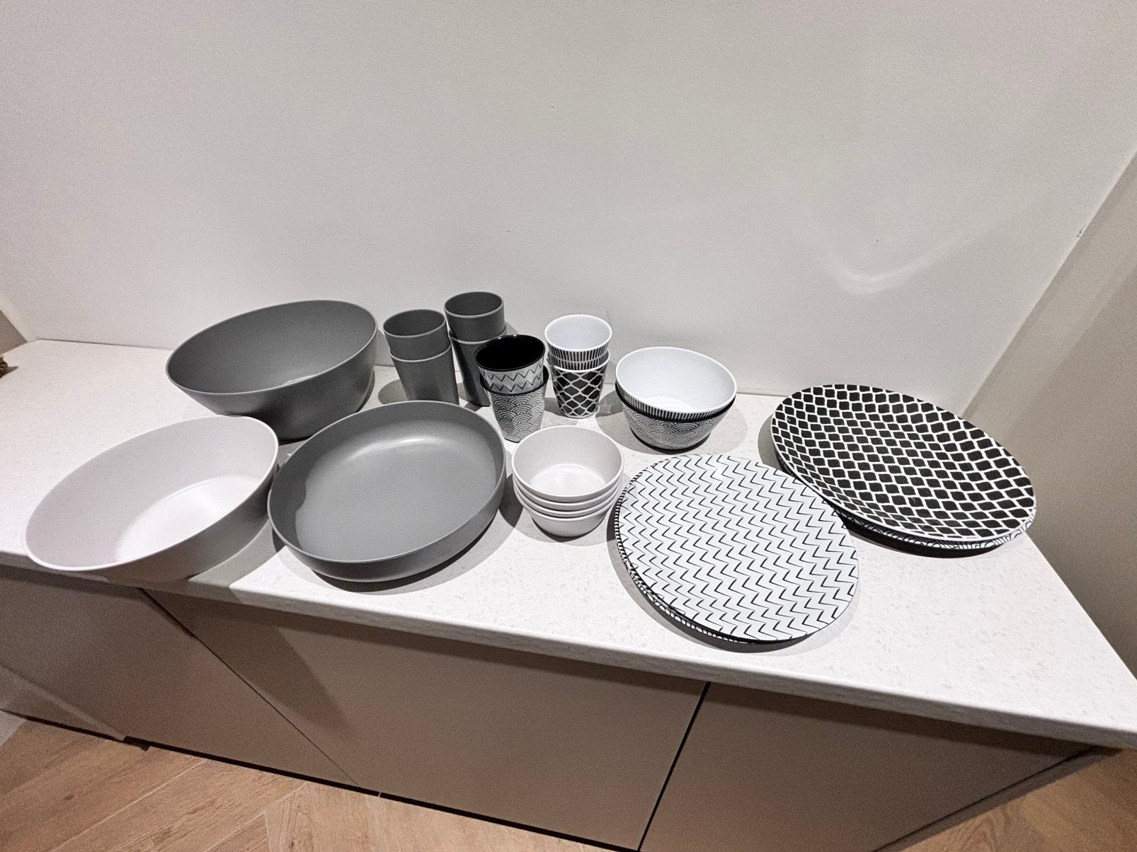 49-delig Camping servies + bestek set Mepal Bo-Camp Melamine, Caravans en Kamperen, Ophalen, Gebruikt