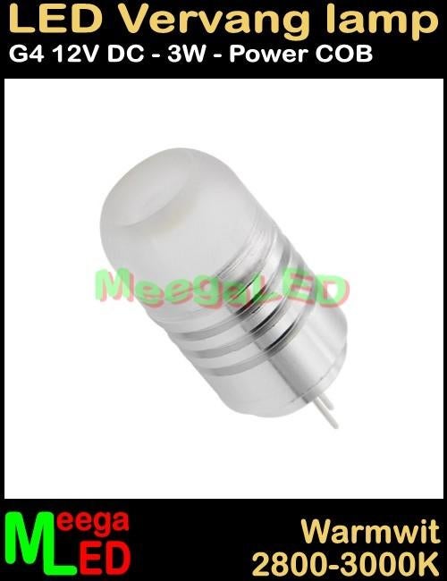 G4 LEDspot LEDlamp COB LED 12V - 3 Watt - Warmwit - 2800k, Led-lamp, Minder dan 30 watt, Nieuw, Bipin of Steekvoet