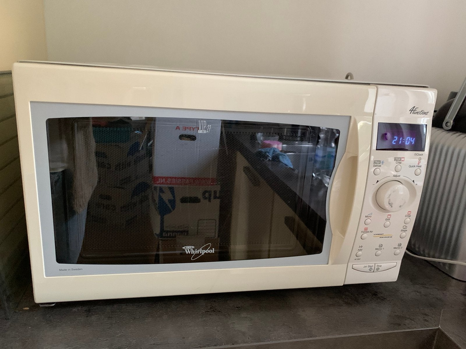 Whirlpool VIP 27 combi magnetron met Crisp – compleet, Ophalen, Combimagnetron, Gebruikt, Draaiplateau