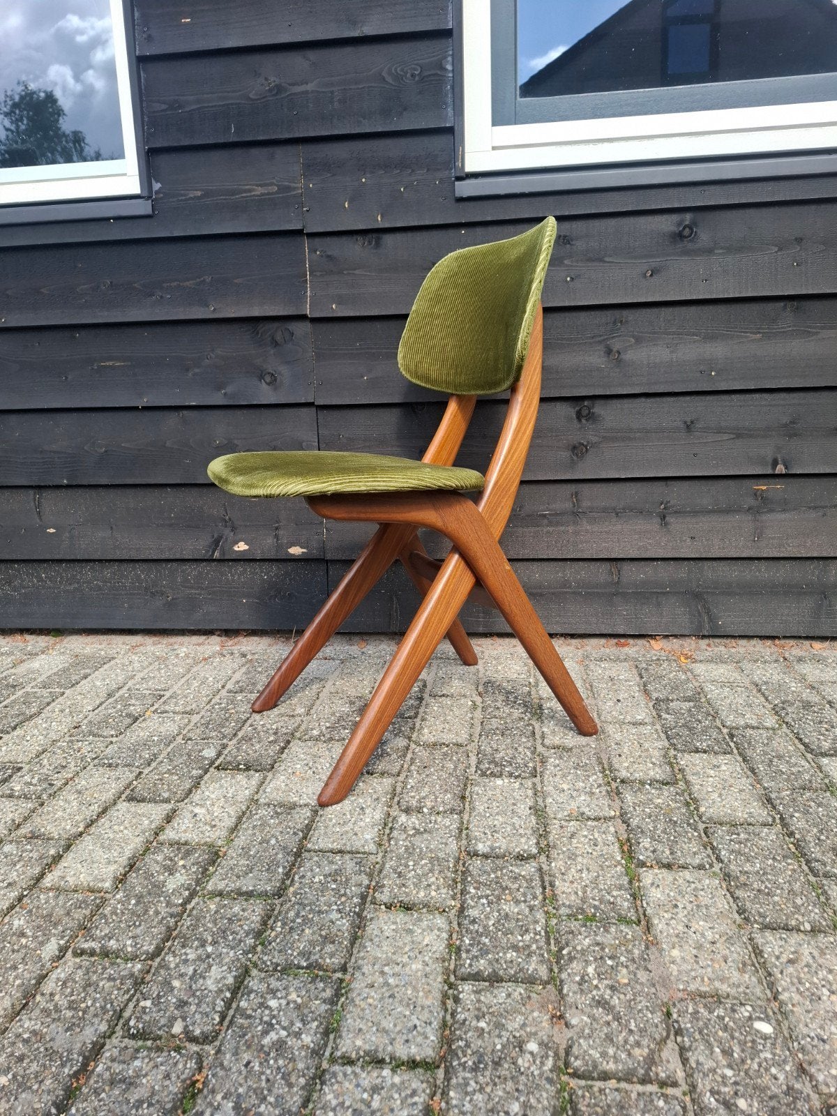 louis van teeffelen  scissor chair, Hout, Gebruikt, Bruin, Ophalen of Verzenden
