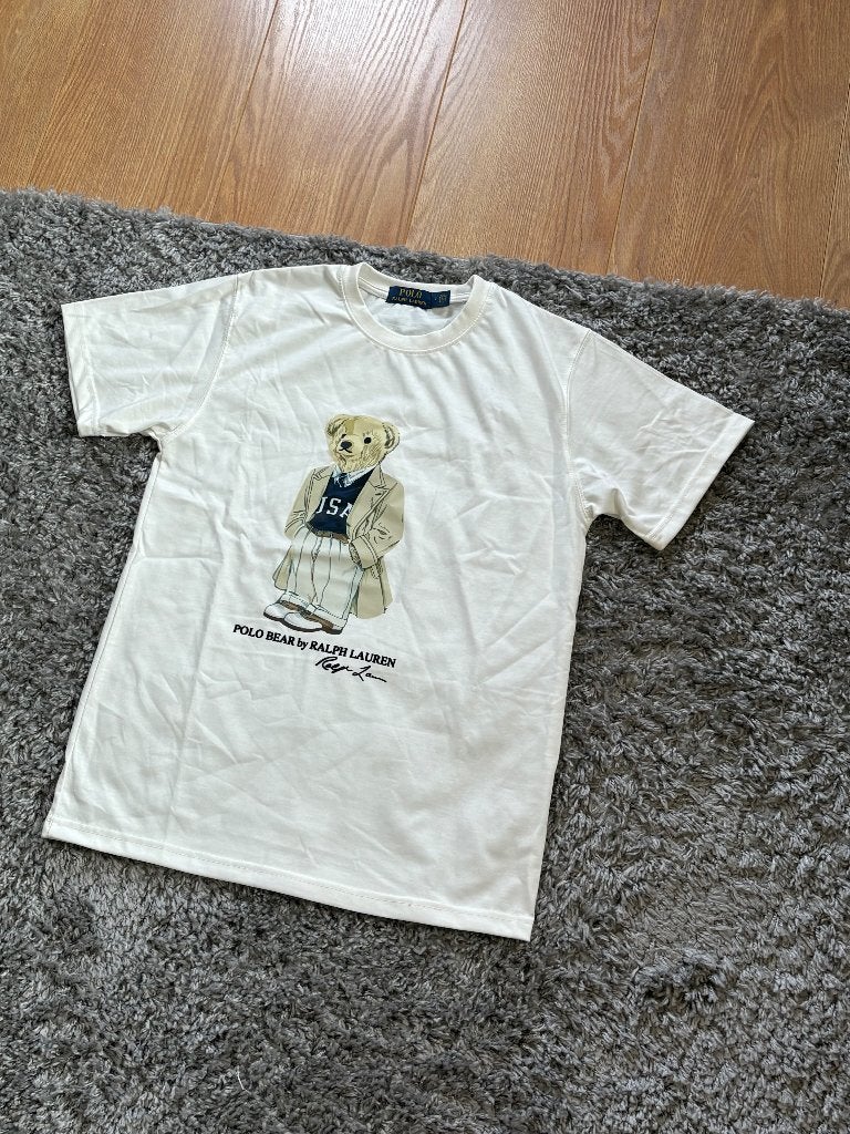 Ralph Lauren T-Shirt Wit met Beer Frontprint in Maat L, Maat 52/54 (L), Wit, Ophalen of Verzenden, Zo goed als nieuw