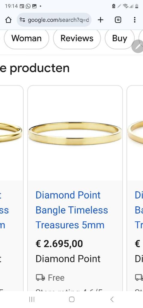 Diamond point armband bracelet, Sieraden, Tassen en Uiterlijk, Ophalen of Verzenden, Nieuw, Goud, Goud