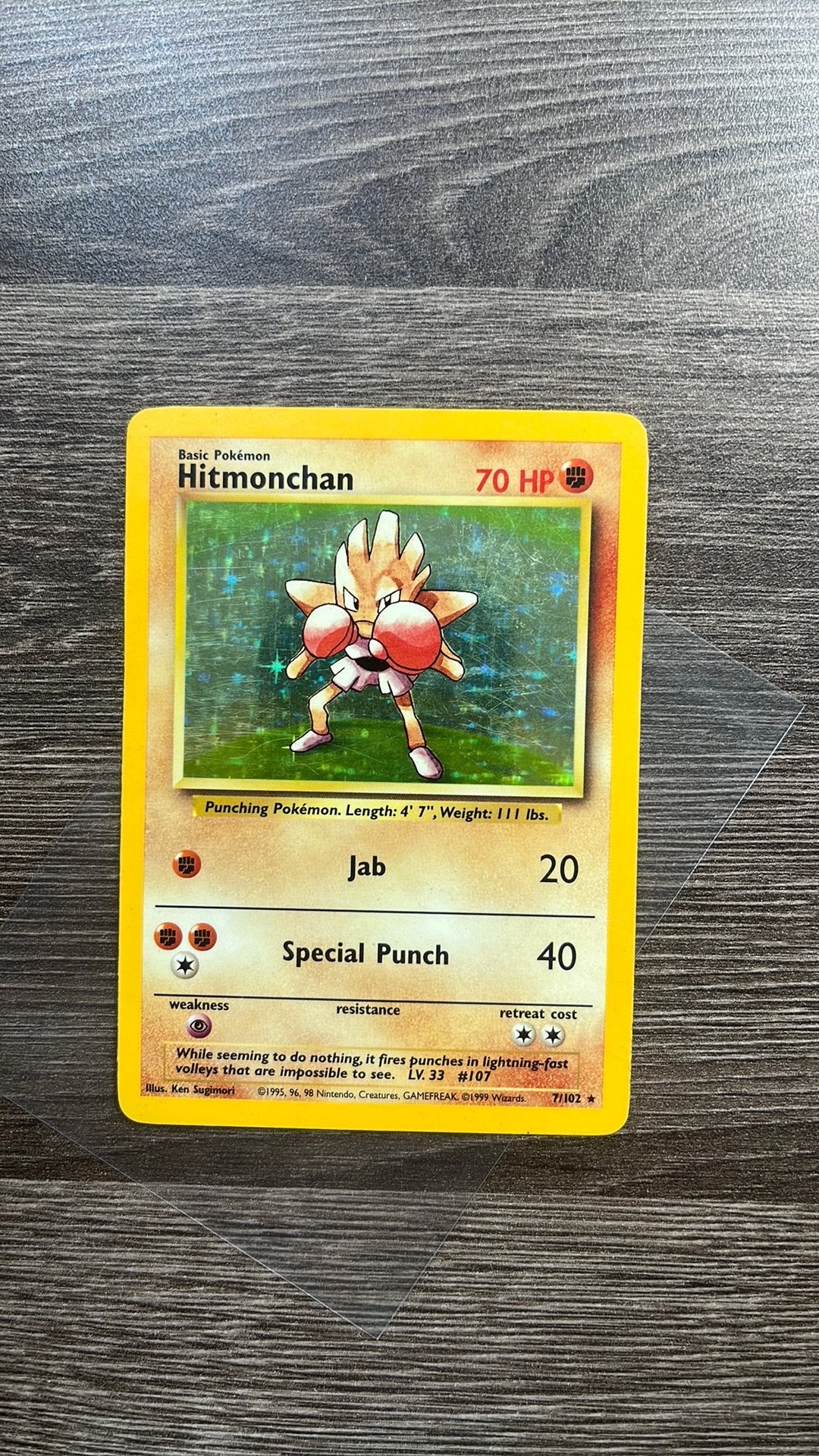 Hitmonchan Holo Base set, Ophalen of Verzenden, Zo goed als nieuw