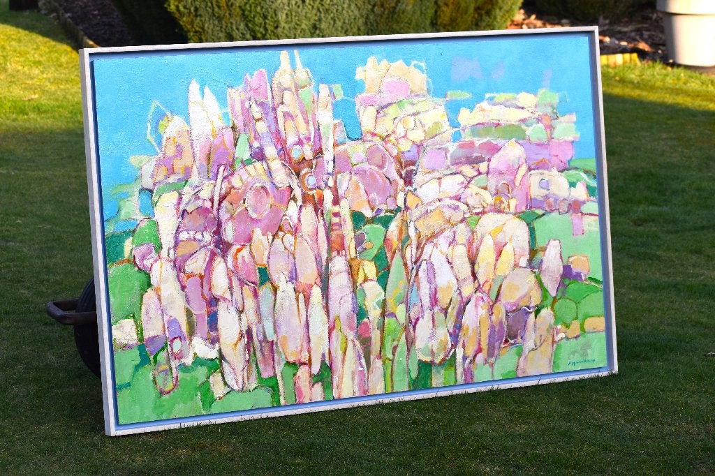 Frans Manders, Fantasie tuin,olieverf op paneel,ZEER GROOT!!, Ophalen, Ingelijst, Olieverf, Hout