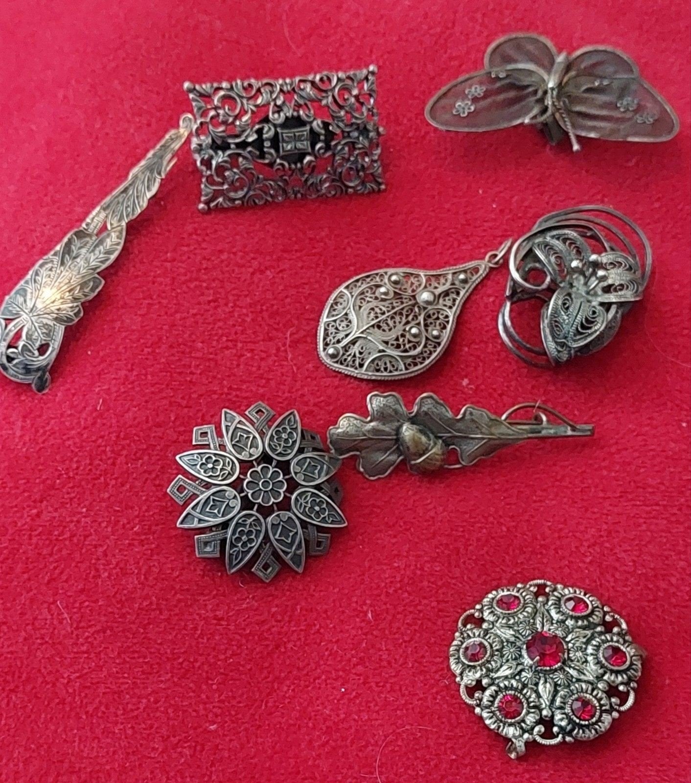 Vintage Broches en Spelden Collectie - Zilverkleurig, Met kristal, 4 tot 7 cm, Gebruikt, Ophalen of Verzenden