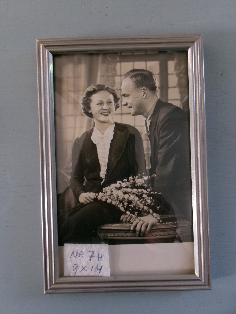 Mooi jaren 50 zilverkleurig fotolijstje nr 7, Ophalen of Verzenden