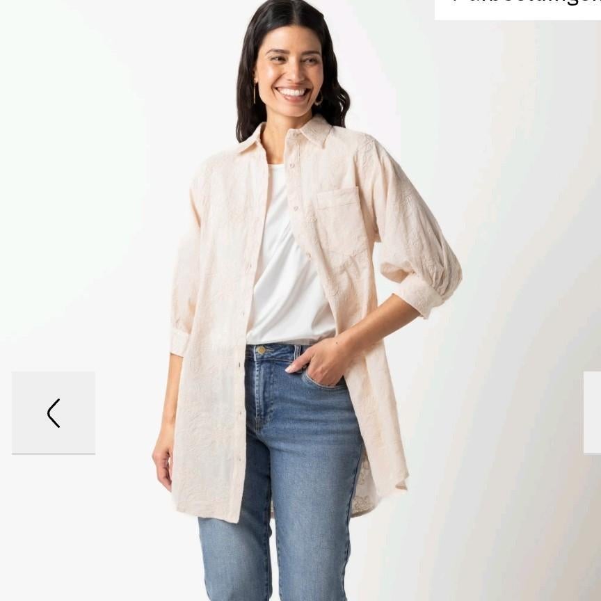 Norah lange blouse borduursel, mt 48 zgan, Beige, Maat 46/48 (XL) of groter, Ophalen of Verzenden, Zo goed als nieuw