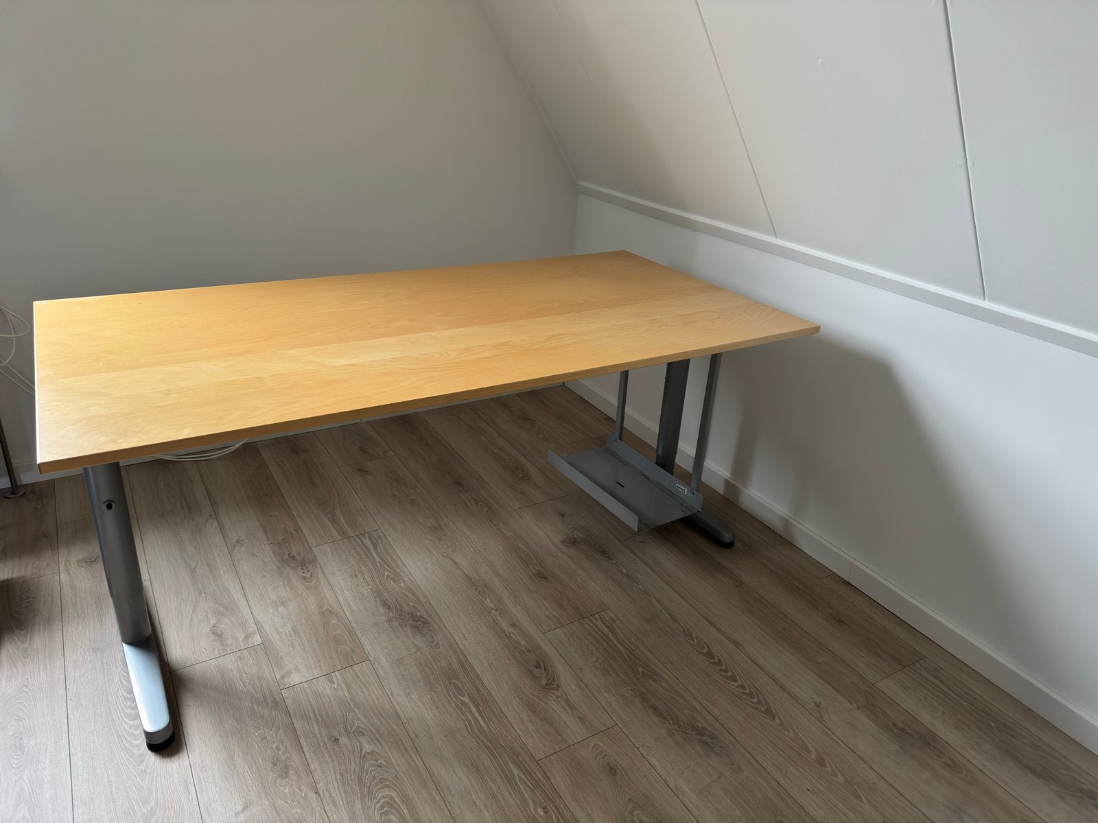Ikea Galant 80x160 bureau metalen onderstel verstelbaar, Ophalen, Gebruikt, Hout, Bruin