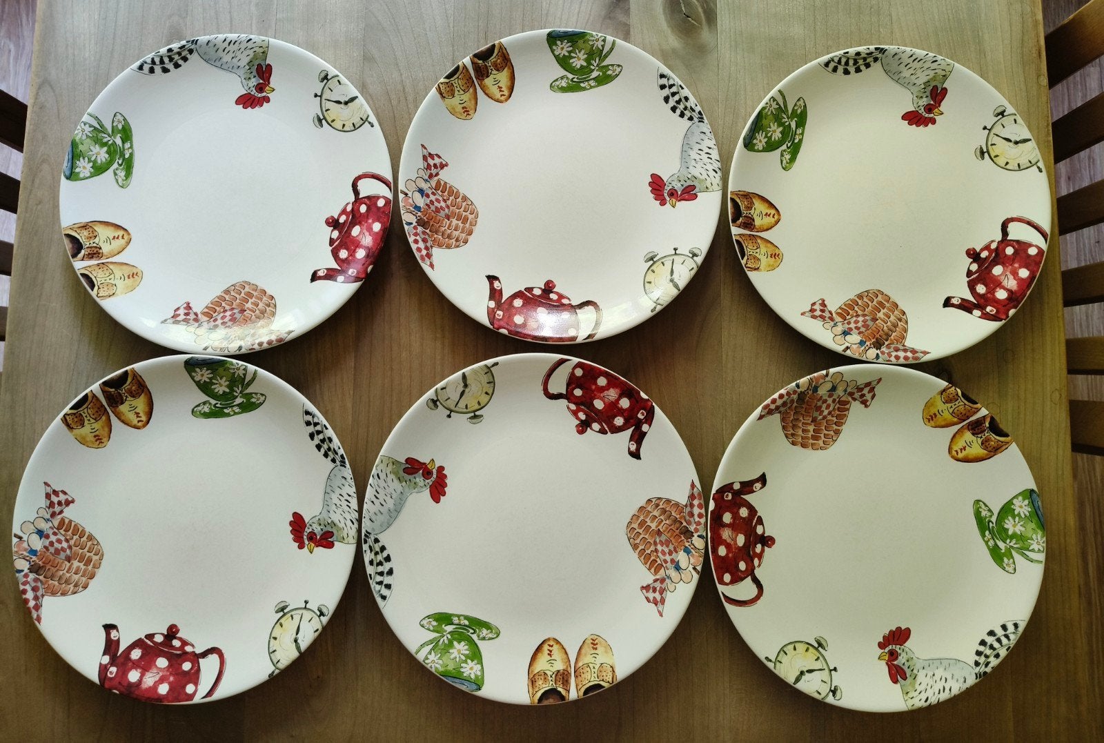 Alie Kruse - Kolk 6 diner borden + 4 ontbijt bordjes, Ophalen, Aardewerk, Overige stijlen, Bord(en)