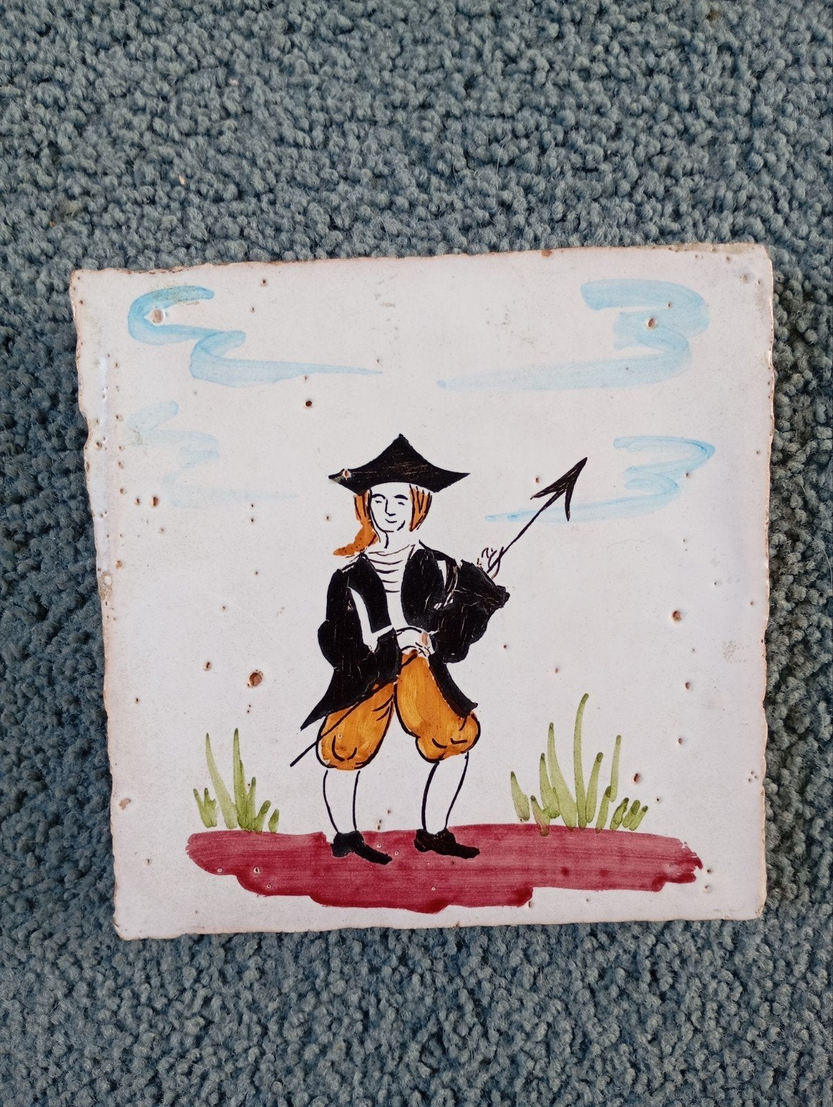 Vintage Oud tegeltje origineel gebakken Kunst, Ophalen of Verzenden