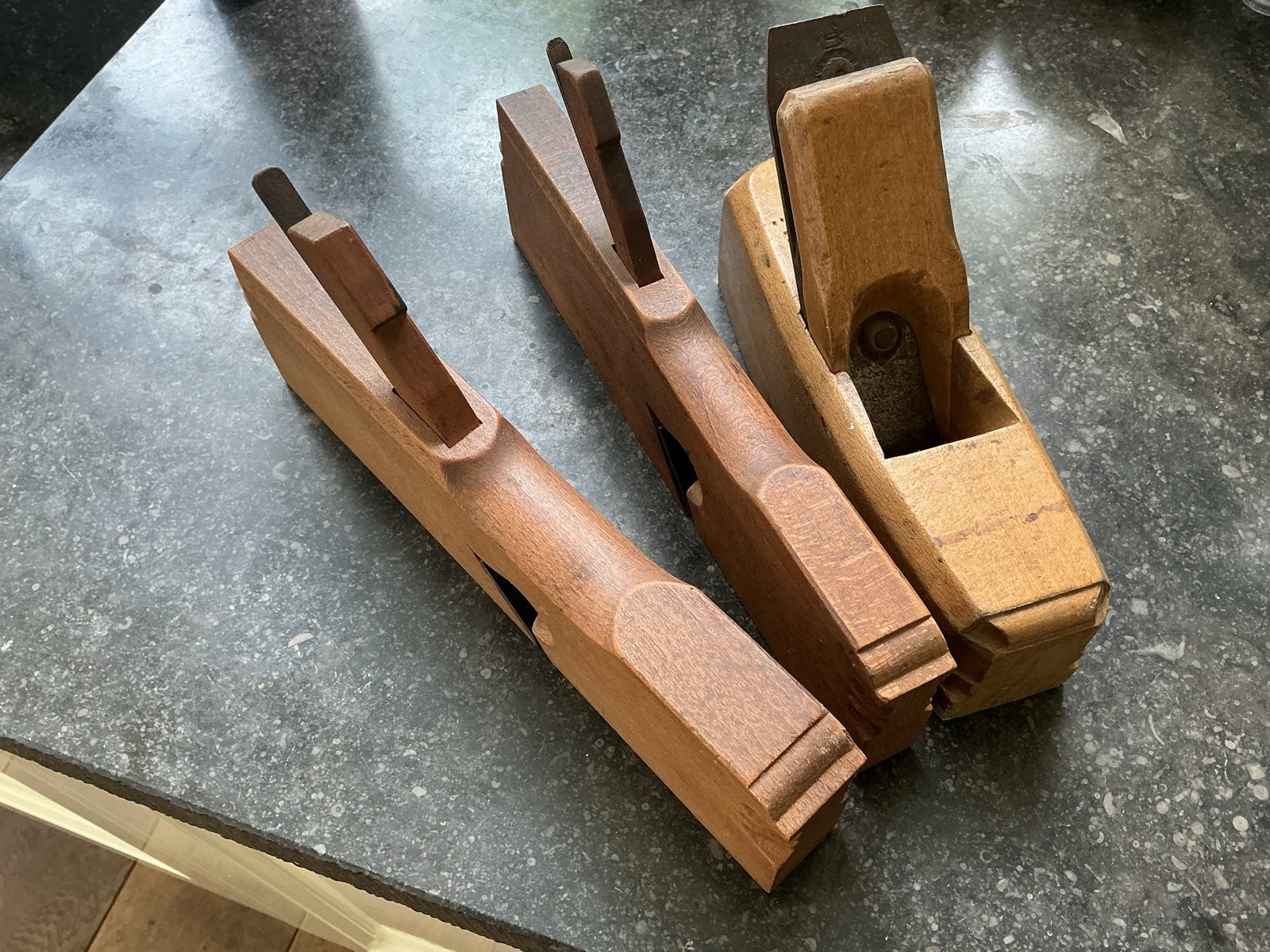 Set van 3 klassieke houten hand- en blokschaven, Antiek en Kunst, Ophalen of Verzenden