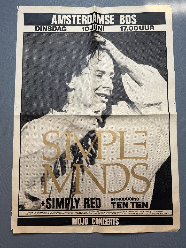 Simple Minds - Amsterdamse Bos Tourposter, Ophalen of Verzenden, 1980 - 1989, Gebruikt, Overige formaten