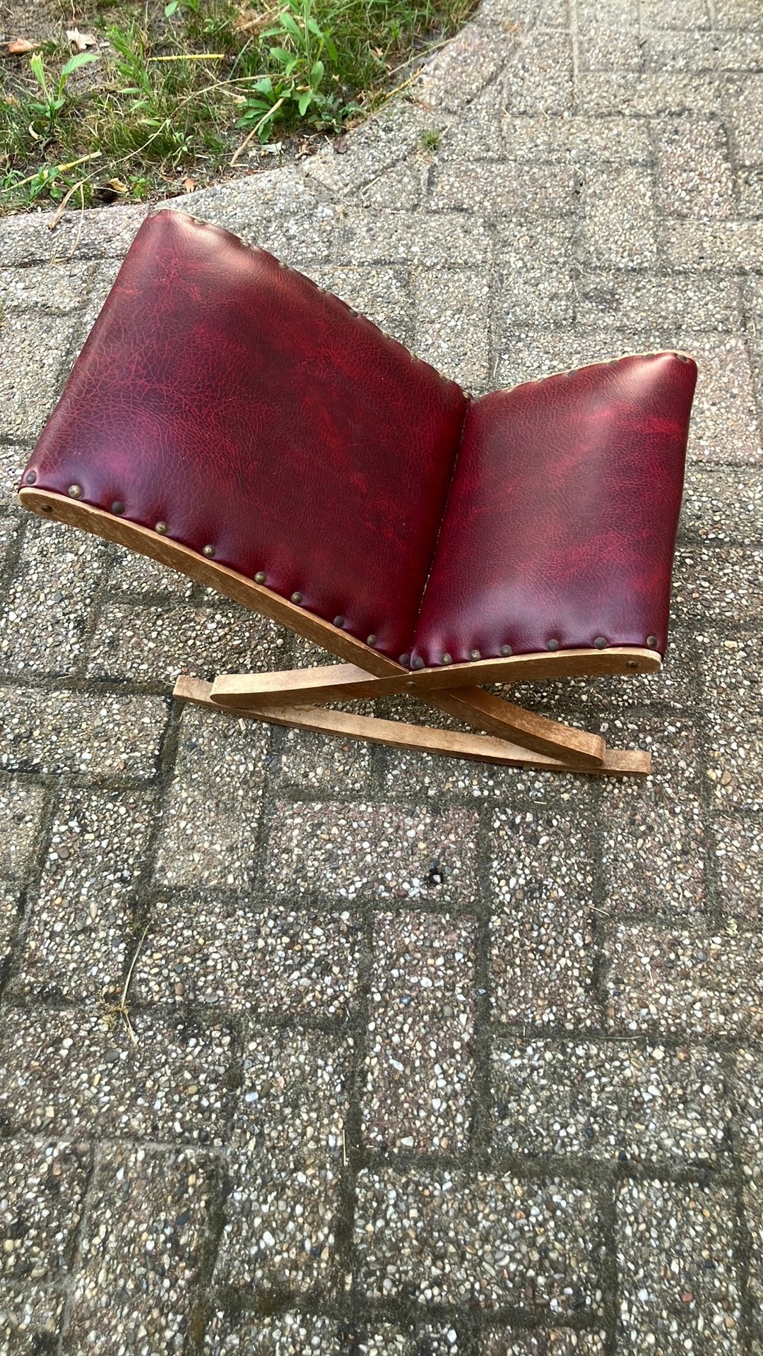 Vintage voetenbankje., Ophalen, Gebruikt, Rechthoekig, Minder dan 50 cm