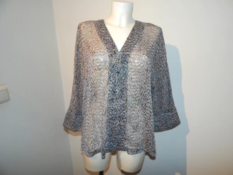 Studio Anneloes voile blouse top strik goud draad XL, Studio Anneloes, Maat 46/48 (XL) of groter, Zo goed als nieuw, Meerkleurig