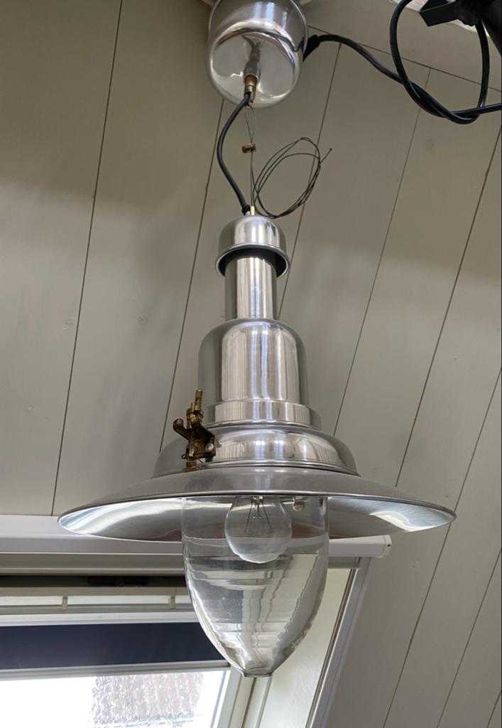 Ikea Ottava scheepslamp aluminium, Ø 30 cm, H 40 cm, Huis en Inrichting, Lampen | Hanglampen, Ophalen of Verzenden, Gebruikt, Metaal