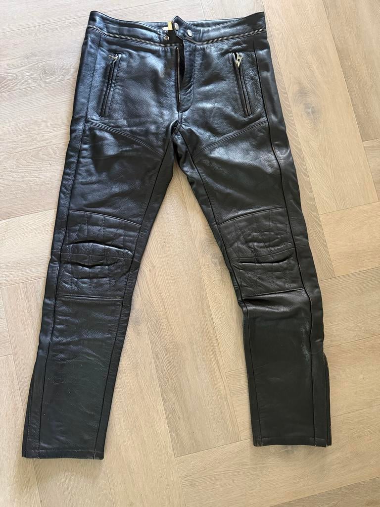 Heren leren broek - Zwart - Maat 48 (M), Ophalen, Tweedehands, Heren, Broek | leer