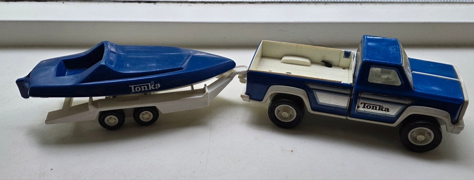 Tonka pick up met trailer en boot.  Vintage, Ophalen of Verzenden