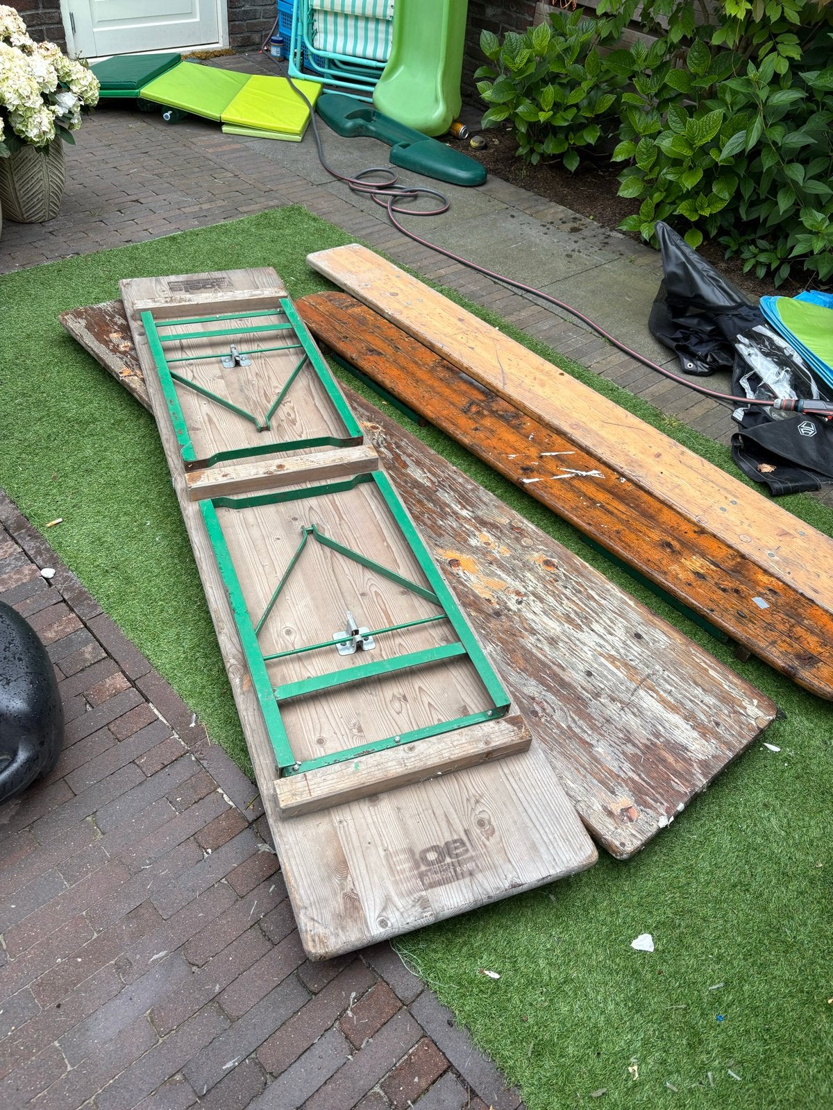 Bierbanken en biertafels, Ophalen, Gebruikt, Inklapbaar, Rechthoekig