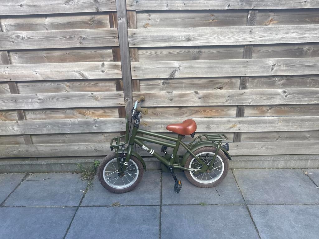 Nogan 12 inch kinderfiets - Groen, Fietsen en Brommers, Fietsen | Kinderfietsjes, Ophalen, Gebruikt, Minder dan 16 inch, Zijwieltjes
