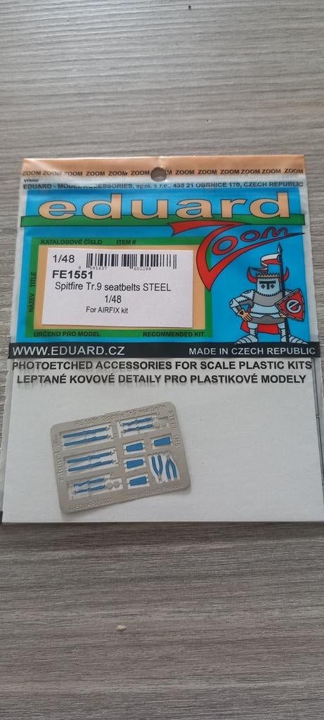 Eduard Spitfire Tr.9 seatbelts 1/48 (Airfix), Overige merken, Auto, 1:32 tot 1:50, Nieuw