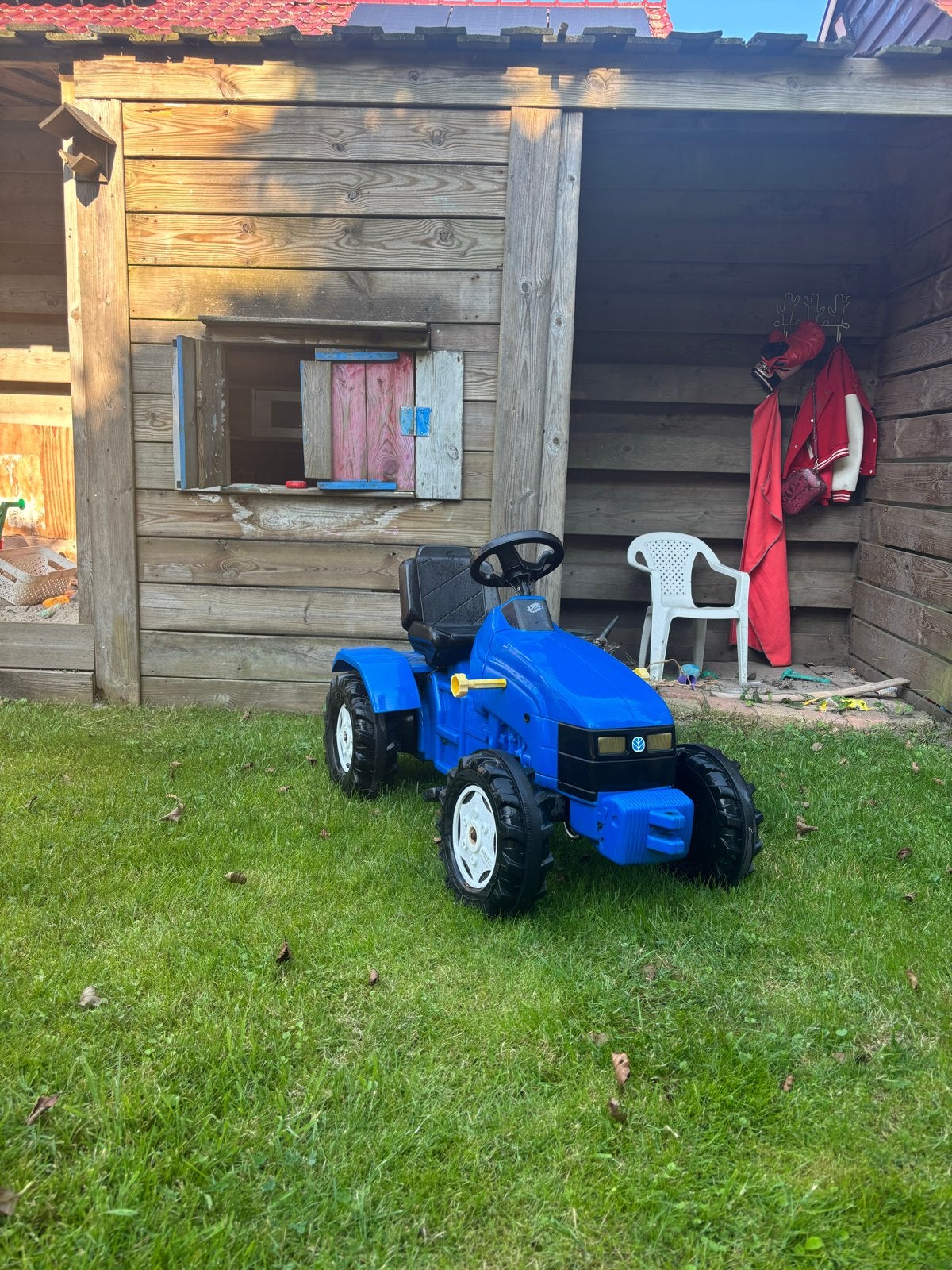 Blauwe traptractor met giertank en kar, Kinderen en Baby's, Speelgoed | Buiten | Voertuigen en Loopfietsen, Ophalen, Gebruikt