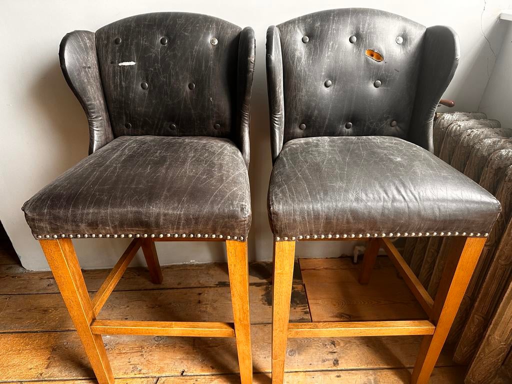 Een buitenkans: set Riviera Maison stoelen., Ophalen, Gebruikt, Met voetsteun, 90 cm of meer
