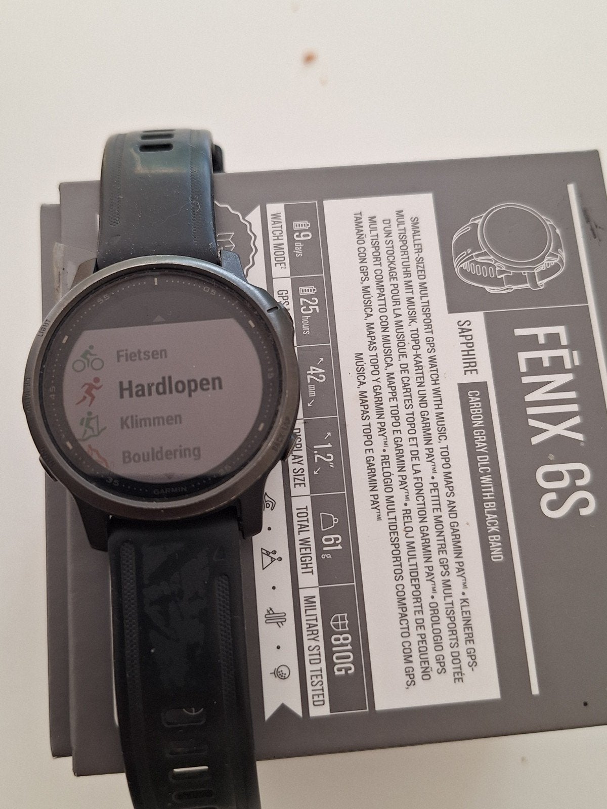 Garmin fenix 6s sapphire, Ophalen of Verzenden, Waterdicht, Hoogte, Garmin fenix