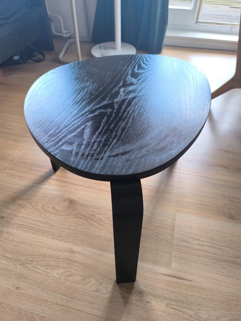 Zwarte Ronde Bijzettafel 50x40 cm, Overige materialen, Minder dan 55 cm, Zo goed als nieuw, Ovaal